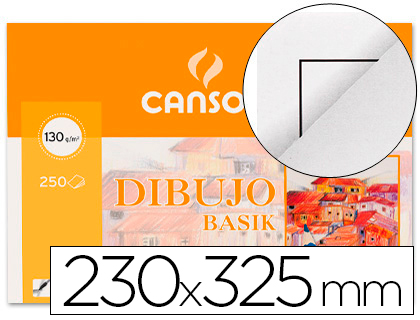 Papel dibujo Canson Basik 23x32,5cm. 130g/m² con recuadro